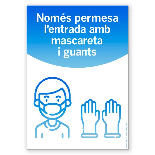 Placa Alumini "Norma d'Utilitzar Mascareta i Guants" - Rètols Daunis