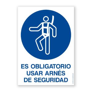 Señal "Es Obligatorio Usar Arnés de Seguridad" - Rótulos Daunis