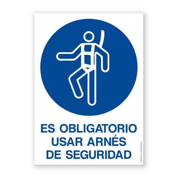 Señal "Es Obligatorio Usar Arnés de Seguridad" - Rótulos Daunis