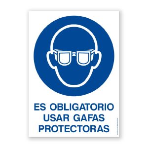 Señal "Es Oblogatorio Usar Gafas Protectoras" - Rótulo Daunis