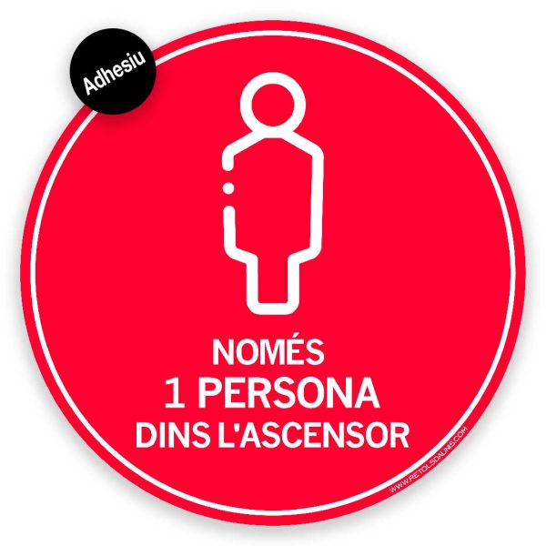 Adhesiu "Només 1 Persona a l'Ascensor" - Rótulos Daunis