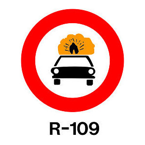 Disc entrada prohibida a vehicles amb mercaderies inflamables - Rètols Daunis